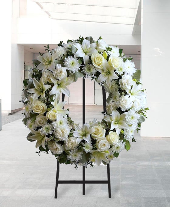 Corona de flores funerarias en Mataró